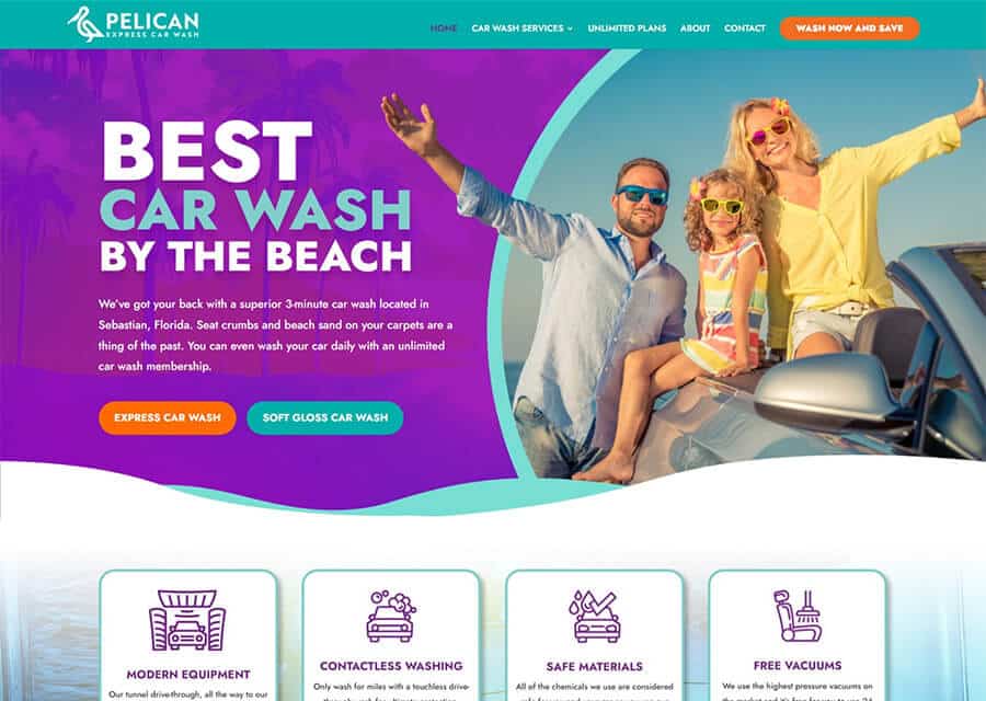 Pelican Express Car Wash Website Design and Development by Wash Brands