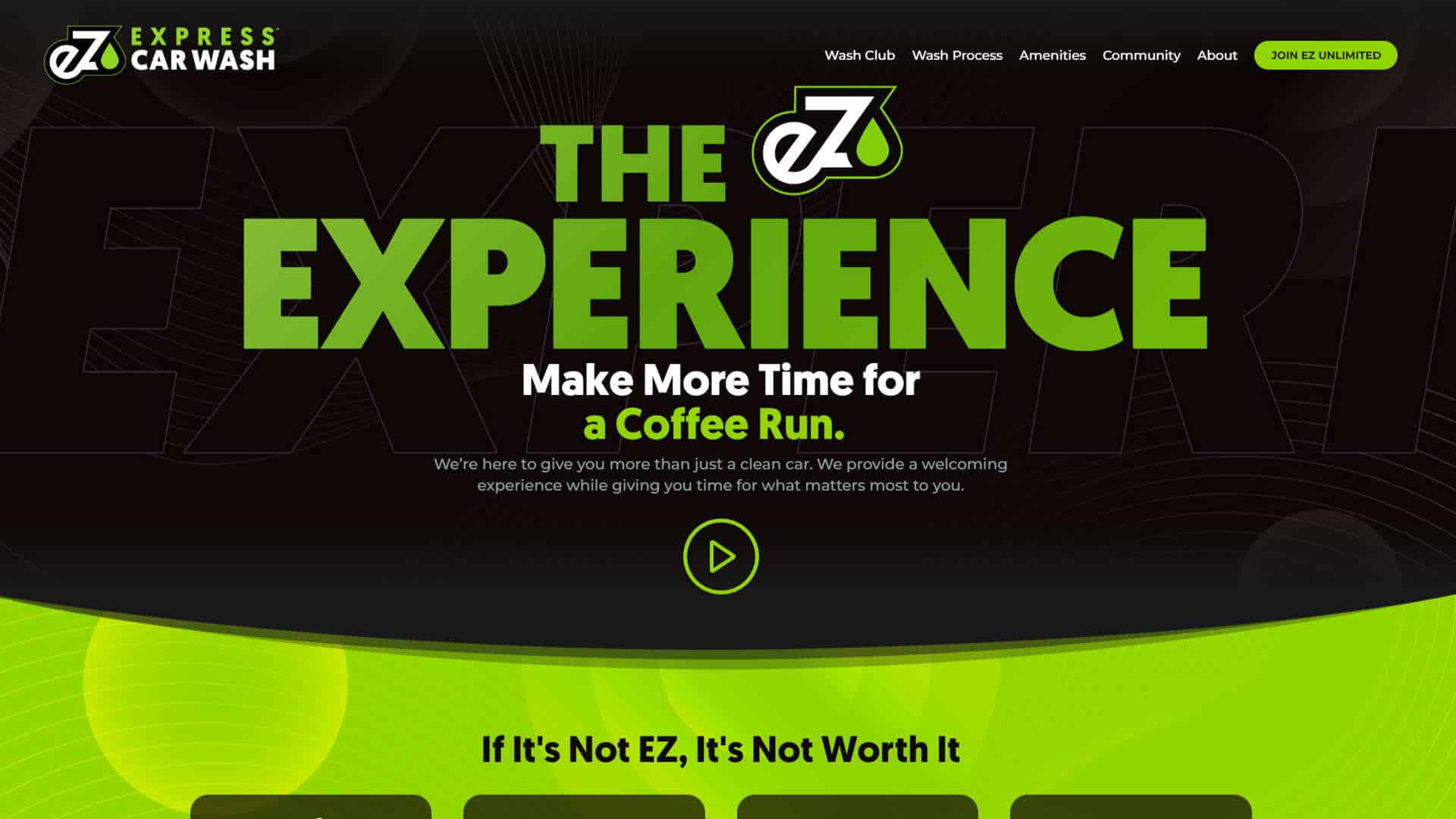 The EZ Experience landing page