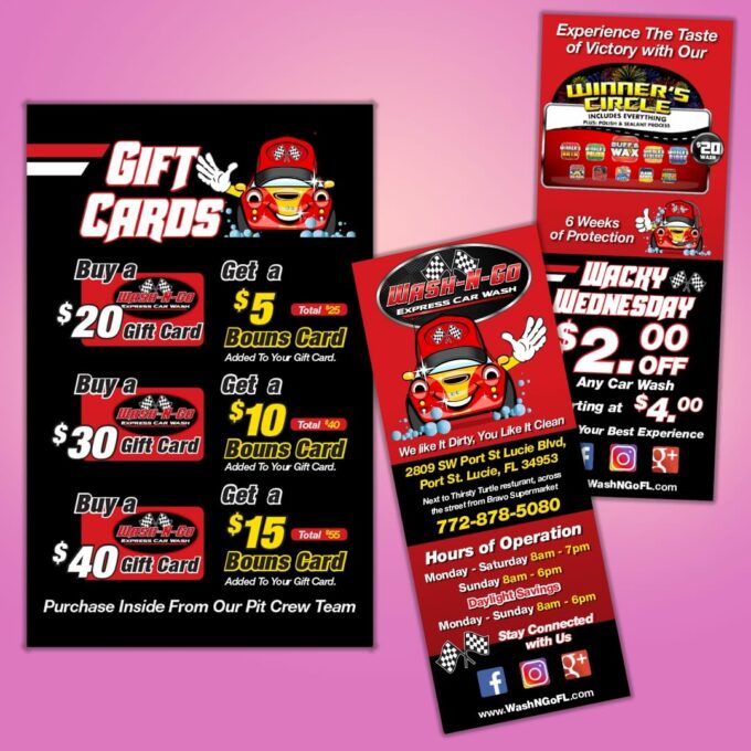 Wash-N-Go Express Rack Card Design by Wash Brands