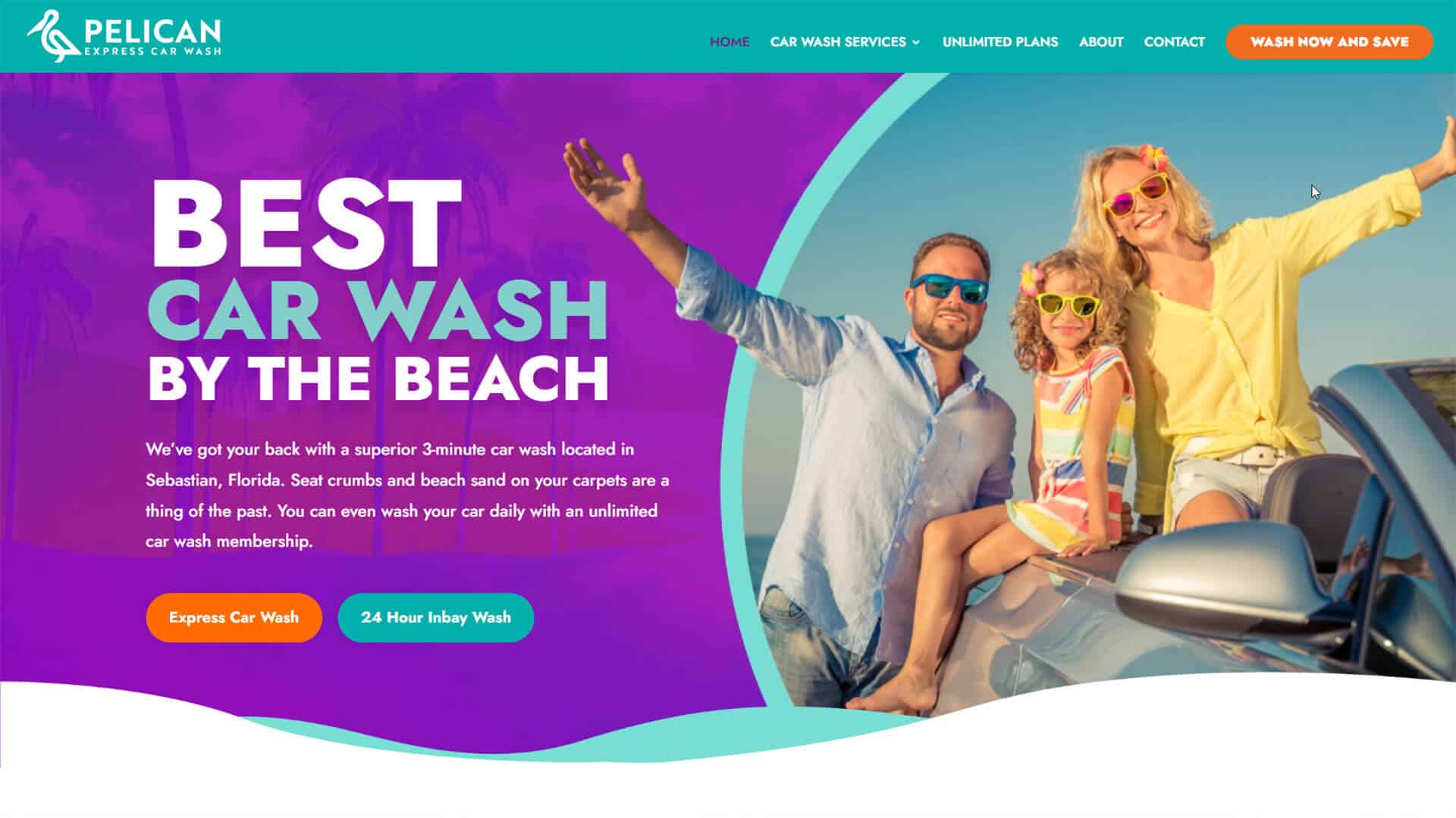 Pelican Express Car Wash website designed by Wash Brands
